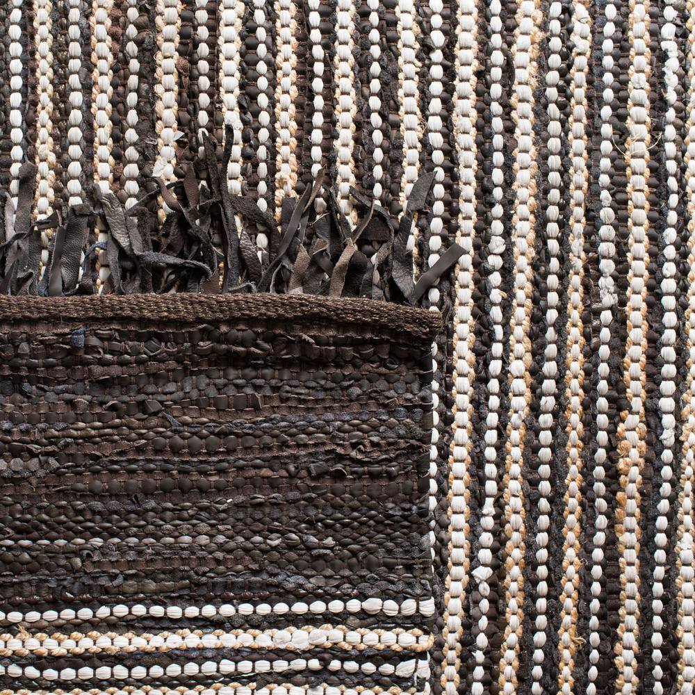 Handmade Dark Brown and Multi Cowhide Runner Rug