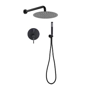 ACA 2-Handle 2-Spray Round High Pressure Shower Faucet with 10 in. Rain Shower Head in matte black (Valve Included)