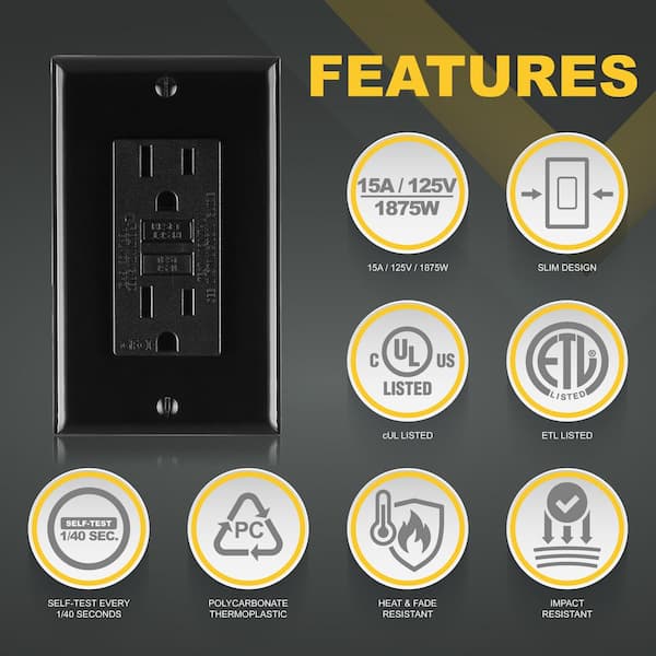 Faith 15 Amp 125-Volt GFCI Duplex Outlet, Non-Tamper-Resistant GFI