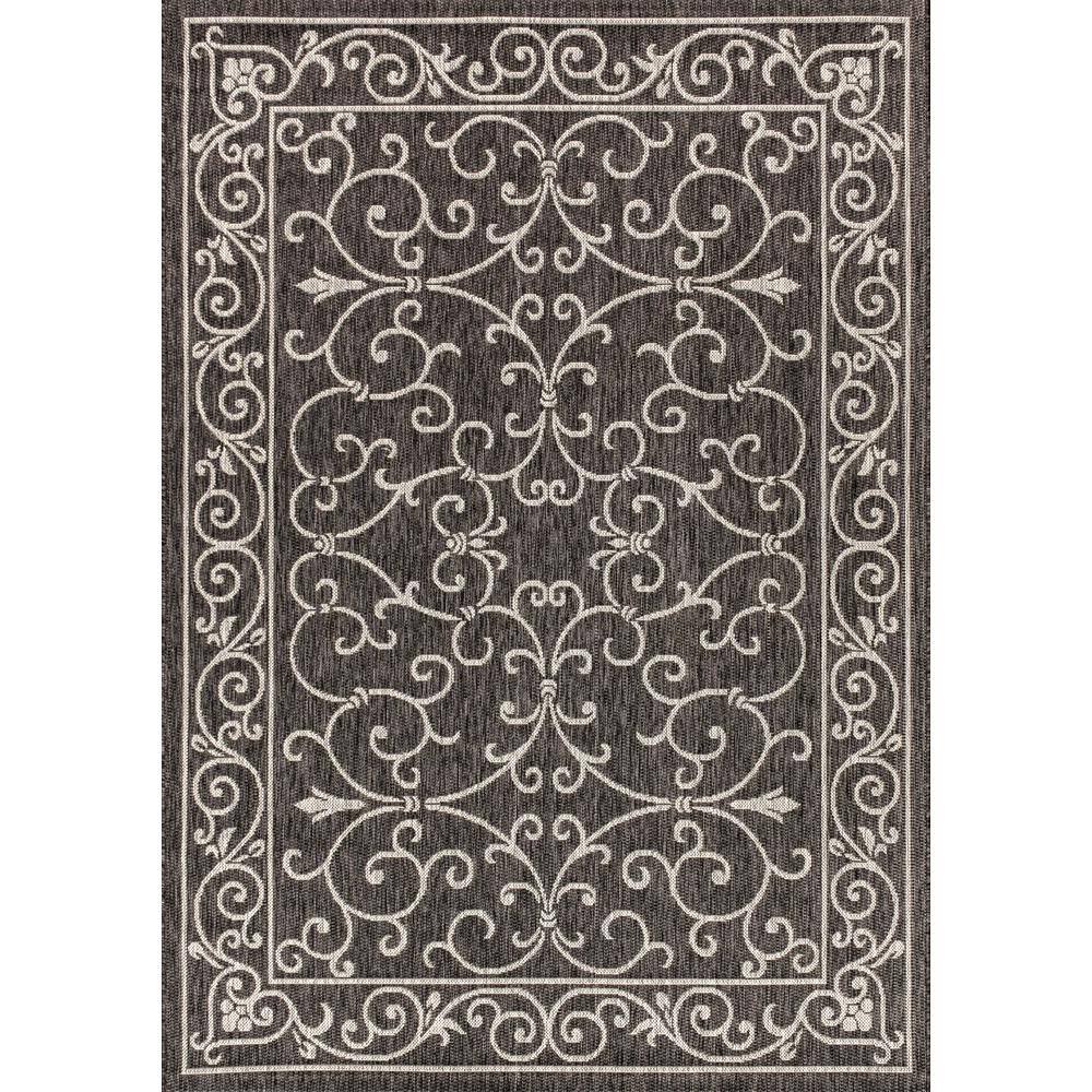 Black and Gray Synthetic Flat Woven Reversible Area Rug