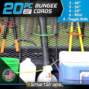 Standard Bungee Cord with Hooks Value Pack Assortment - 20 piece