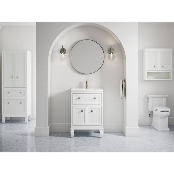 Hearthaven 24.56in. Single Sink Freestanding White Bath Vanity with White Quartz Top Assembled