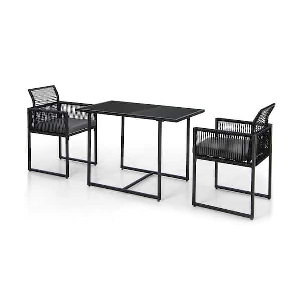 WELLFOR 3-Piece Metal Frame Outdoor Dining Set