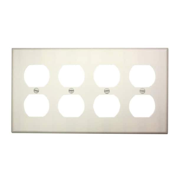 Leviton White 4-Gang Duplex Outlet Wall Plate (1-Pack)