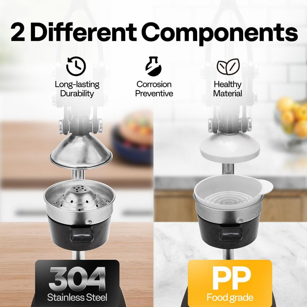Black Stainless Steel Manual Citrus Juicer with Ergonomic Handle