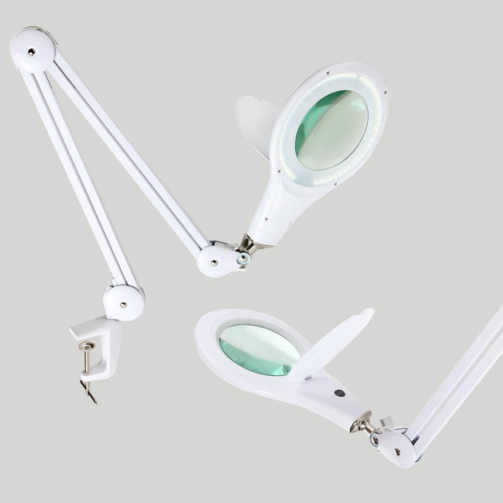 OttLite LED Clip & Freestanding Dual Magnifier Lamp, LED Desk Lamp