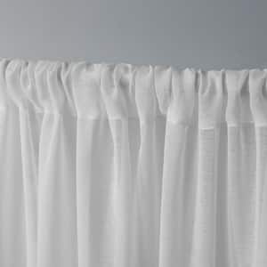 Tassels Winter White Solid Sheer Rod Pocket Curtain, 54 in. W x 63 in. L (Set of 2)