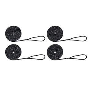 BoatTector Double Braid Nylon Dock Line Value 4-Pack - 3/8 in. x 15 ft., Black with Reflective Tracer