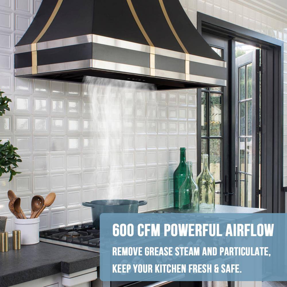 36-Inch Matte Black Stainless Steel Under Cabinet Range Hood