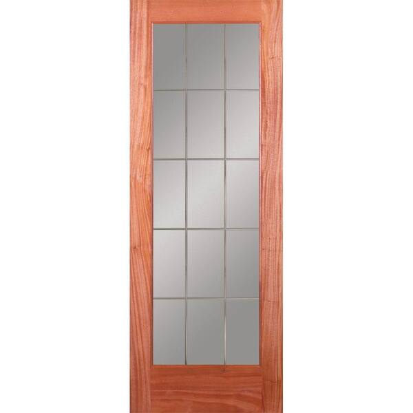 Feather River Doors 30 in. x 80 in. 15 Lite Illusions Woodgrain Unfinished Mahogany Interior Door Slab