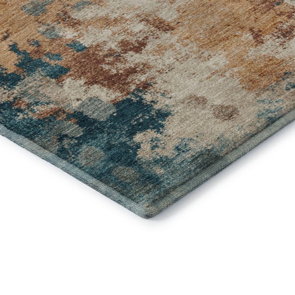 Mayfield Premium Machine Washable Abstract AMF1992 Putty 8 ft. x 10 ft. Area Rug