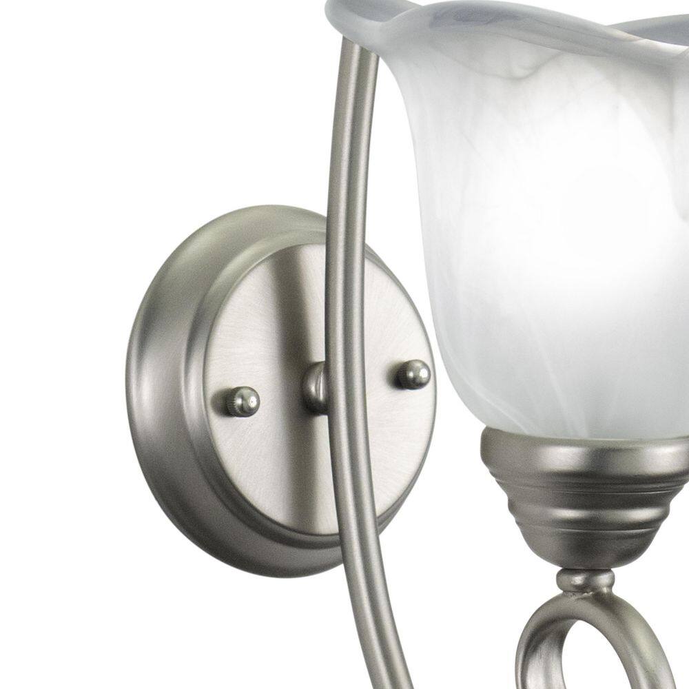 Bella Brushed Nickel Vanity Light with Alabaster Glass Shade