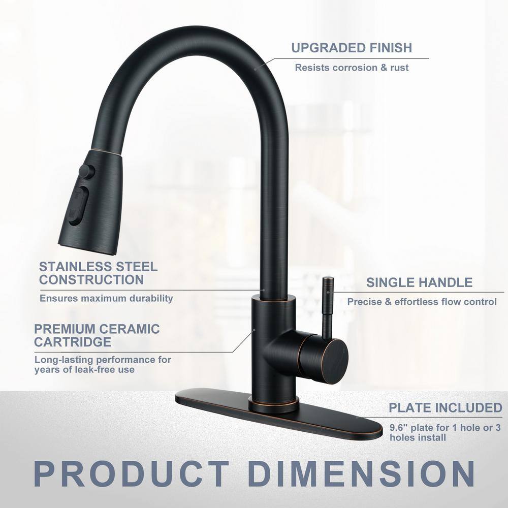Oil Rubbed Bronze Pull Down Kitchen Faucet with Spray