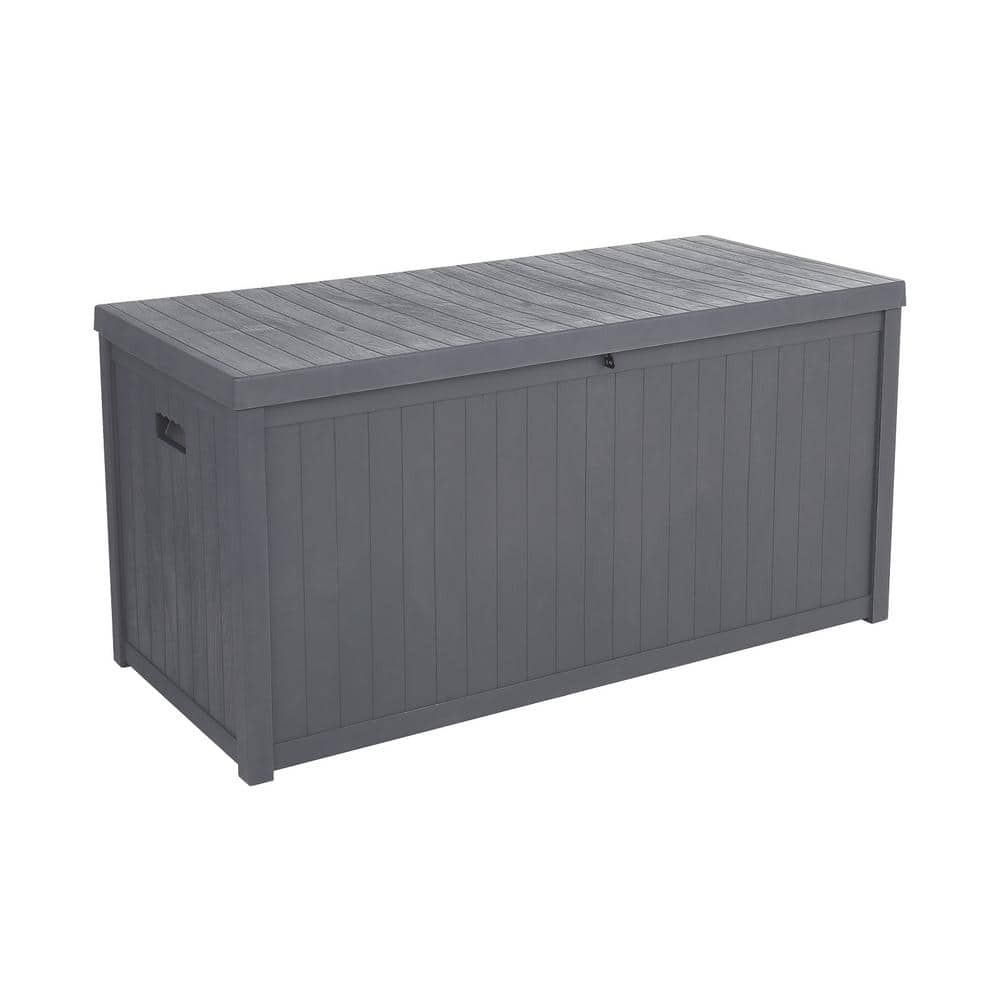 Gray Plastic Lockable Outdoor Deck Storage Box