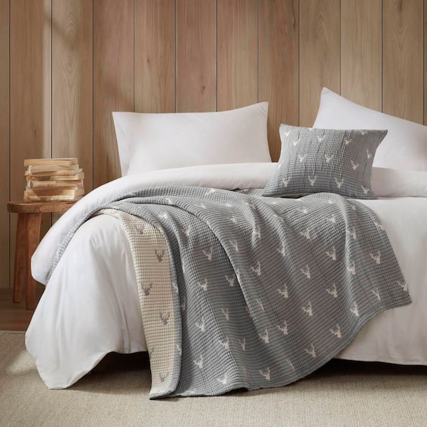 Keystone Grey Polyester Throw Blanket Set of 2