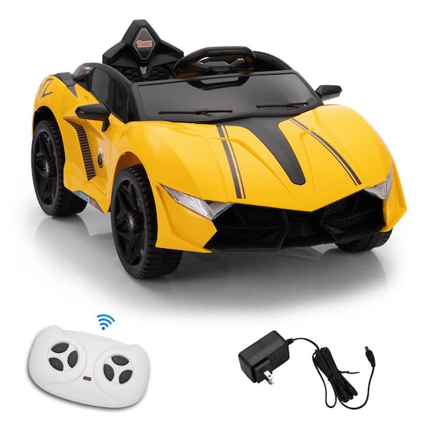 TOBBI 12-Volt Kids Electric Sports Car with Remote Control, Yellow