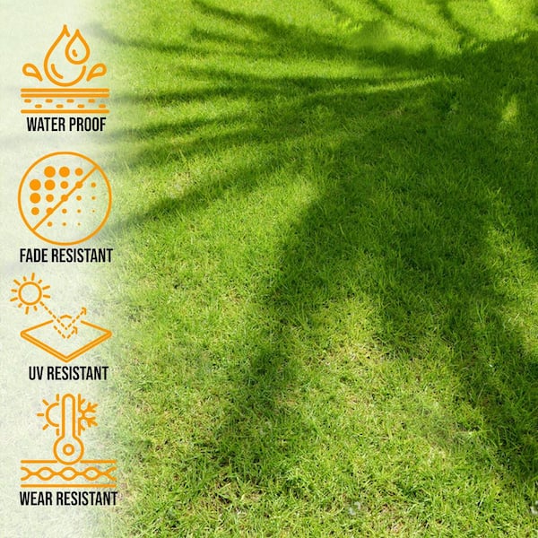 Ottomanson Evergreen Collection Waterproof Solid 3x29 Indoor/Outdoor 2 ft. x 29 ft. ., Green Artificial Grass Runner Rug