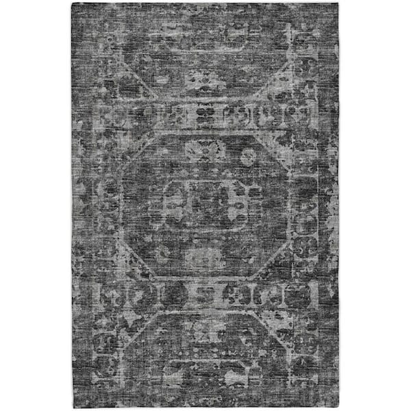 Dream Shag Premium Machine Washable Abstract ADS41 Black 10 ft. x 14 ft. Area Rug