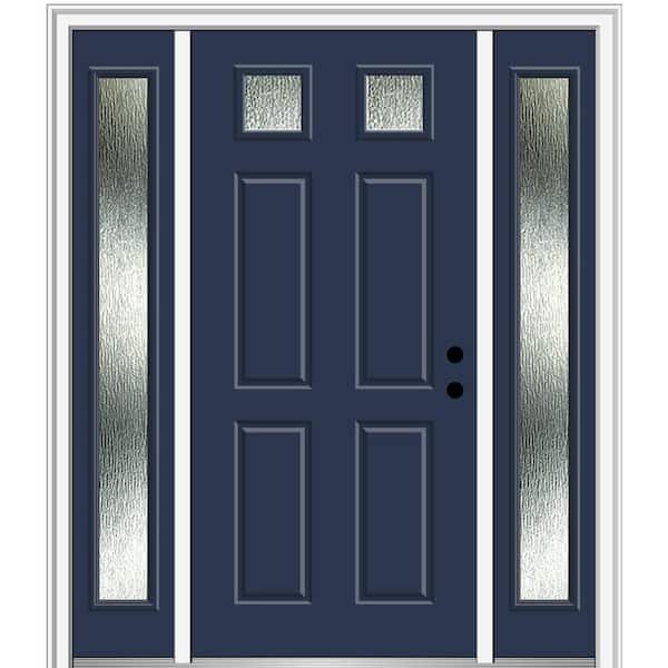 MMI Door 64 in. x 80 in. Left-Hand Inswing Rain Glass Naval Fiberglass Prehung Front Door on 6-9/16 in. Frame