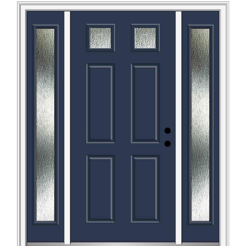Rain Glass 60 in. x 80 in. Left-Hand Inswing Painted Revival Blue Fiberglass Prehung Front Door on 6-9/16 in. Frame price history on PriceWatchPro