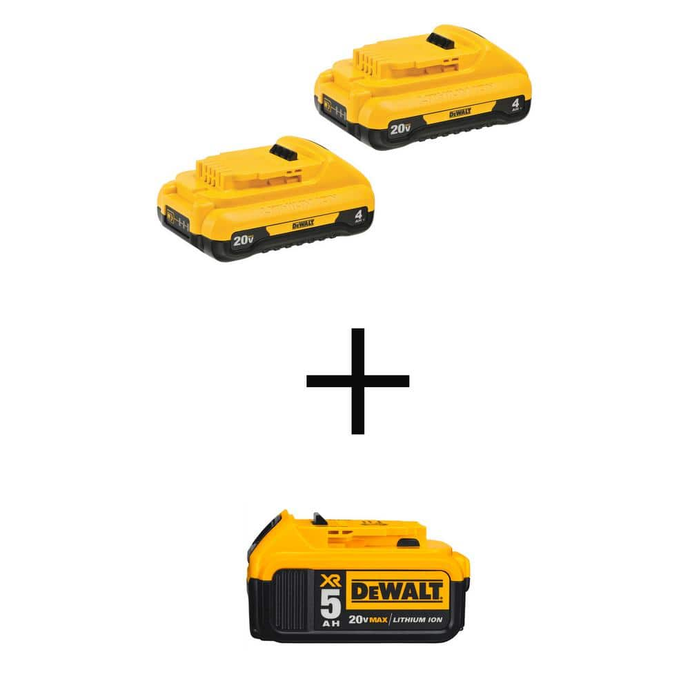 DEWALT 20V MAX Lithium-Ion 4.0Ah Compact Battery Pack (2-Pack) and 20V MAX  XR Premium Lithium-Ion 5.0Ah Battery Pack DCB240-2WDCB205 - The Home Depot