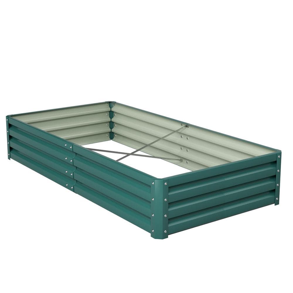 72x36x12 Inch Dark Green Galvanized Steel Raised Garden Bed Planter Box