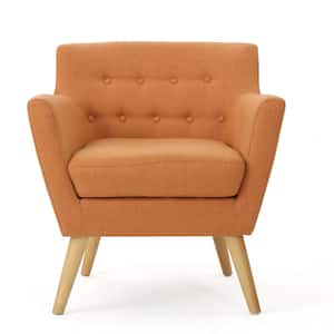 Meena Mid-Century Modern Button Back Orange Fabric Club Chair