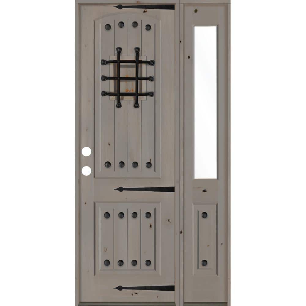 46 in. x 96 in. Mediterranean Knotty Alder Right-Hand/Inswing Clear Glass Grey Stain Wood Prehung Front Door w/RHSL price history on PriceWatchPro