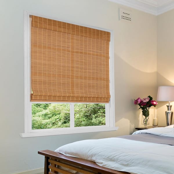 Bayport Maple Light Filtering Cordless Bamboo Roman Shade-30.5 in. W x 72 in. L