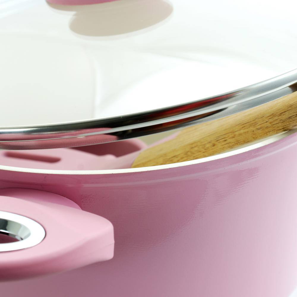Lavender Aluminum Nonstick 7-Piece Cookware Set with Enamel Coating