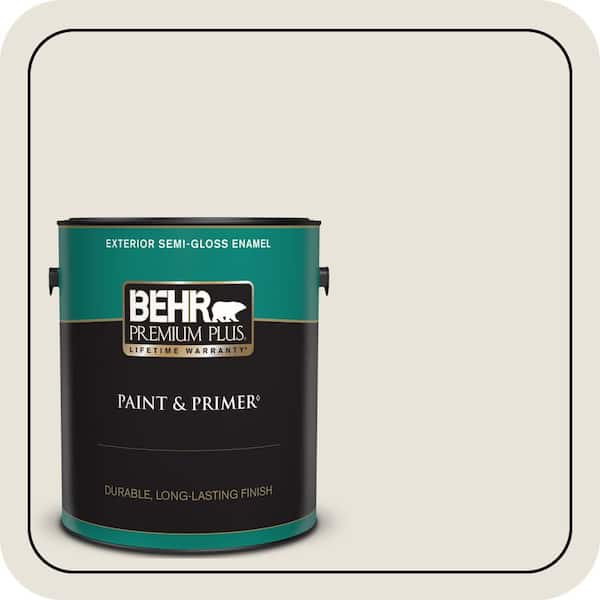 BEHR PREMIUM PLUS 1 gal. #BWC-13 Smoky White Semi-Gloss Enamel Exterior Paint & Primer