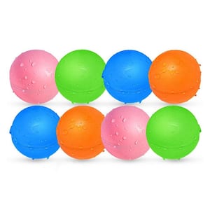 8-Piece Reusable Soft Silicone Water Balloons with Easy Quick Fill and Self-Sealing for Summer Toys, 4-Color