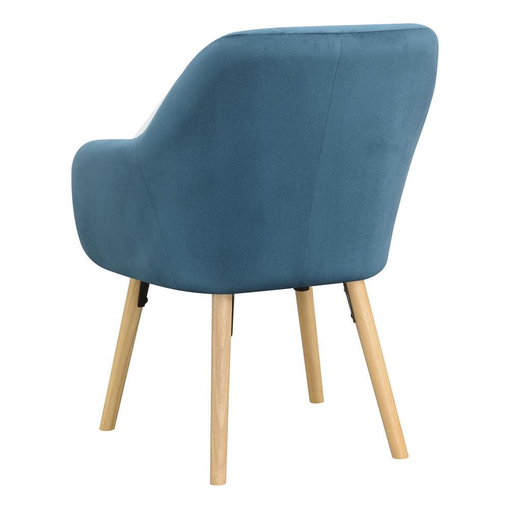 Charlotte Blue Velvet Wingback Accent Chair with Light Oak Legs