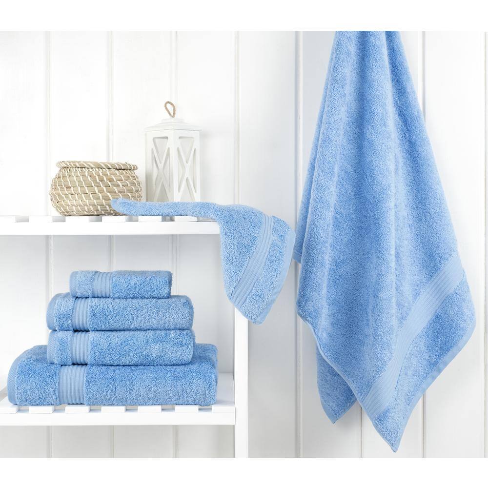 Sky Blue Turkish Cotton 6-Piece Bath Towel Set