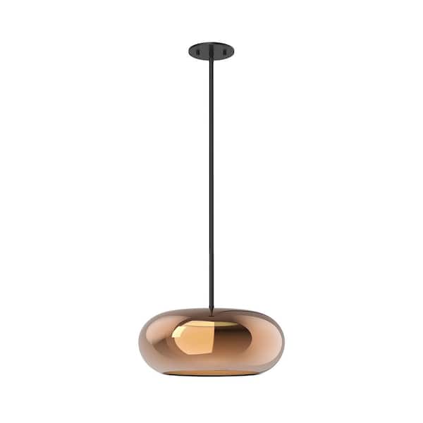 KUZCO Trinity 14 in. 1 Light 21-Watt Black/Copper Integrated LED Pendant Light
