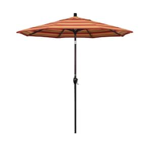 7.5 ft. Bronze Aluminum Market Push Button Tilt Crank Lift Patio Umbrella in Astoria Sunset Sunbrella