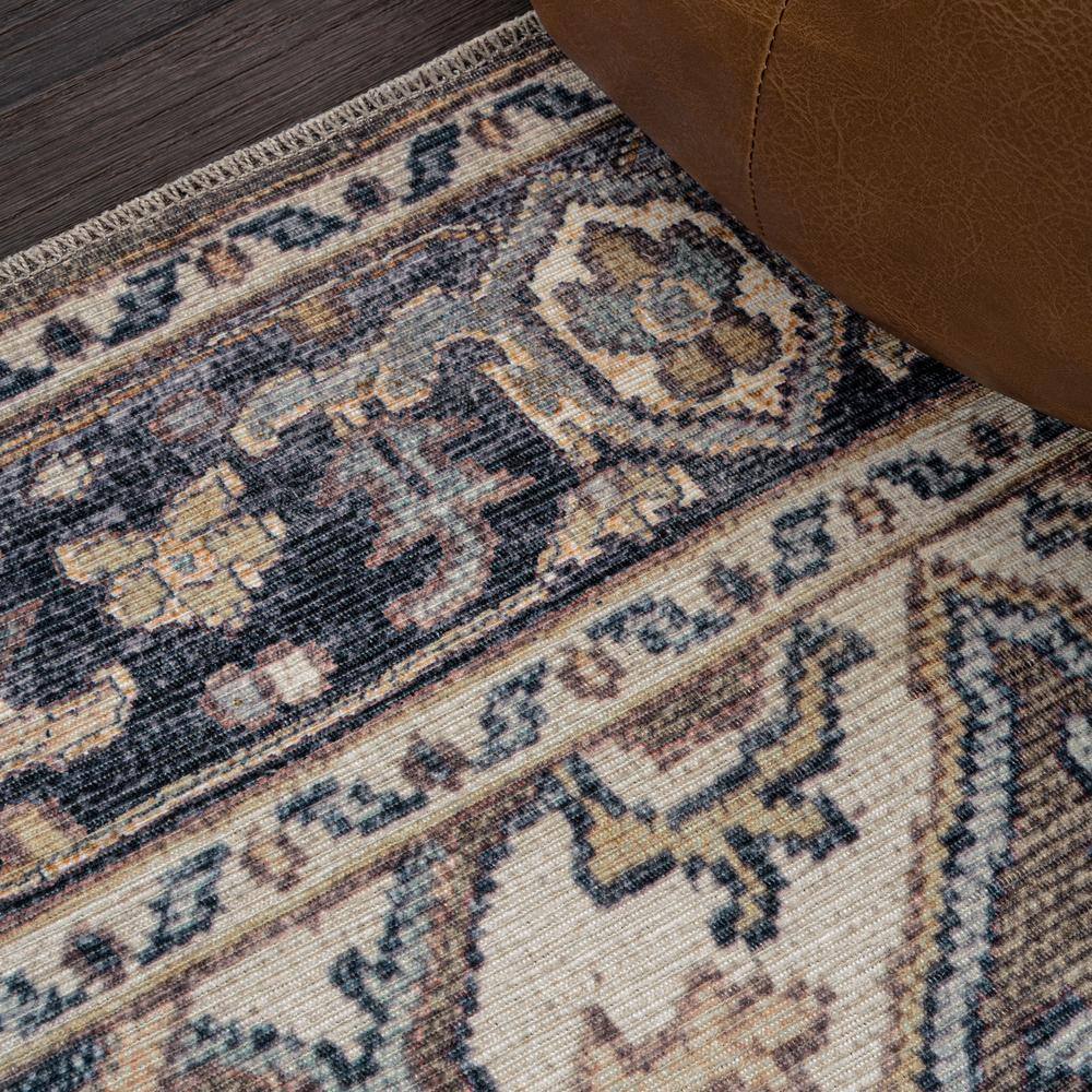 Cirali Green Navy Cream Washable Medallion Area Rug 4' x 6'