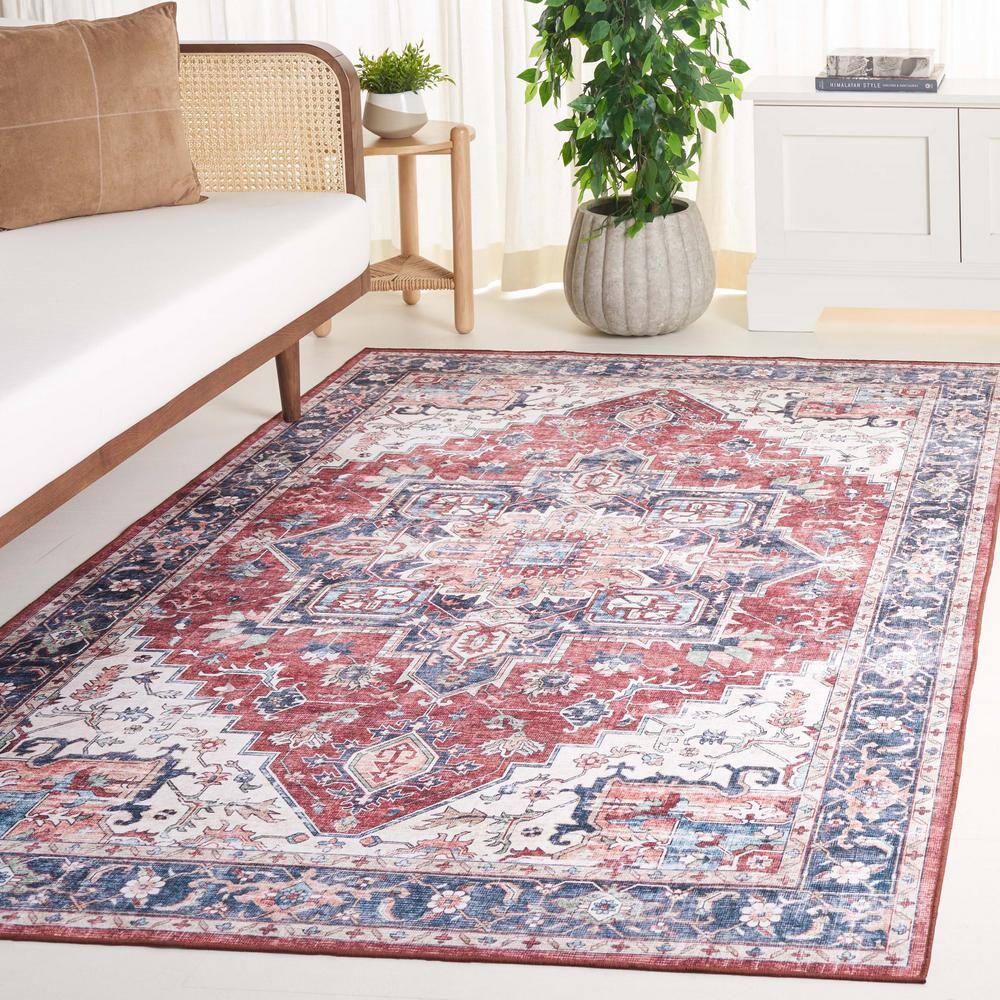 Arizona Brown and Blue Distressed Washable Area Rug 6'x9'