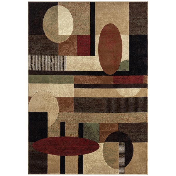 Home Dynamix Premium Indus Contemporary Geometric Area Rug, Black/Red,  5'2x7'4