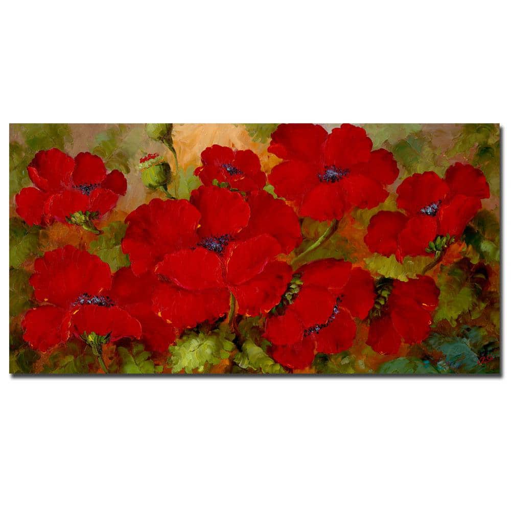 Trademark Fine Art 24 in. x 47 in. "Poppies" by Rio Printed Canvas Wall