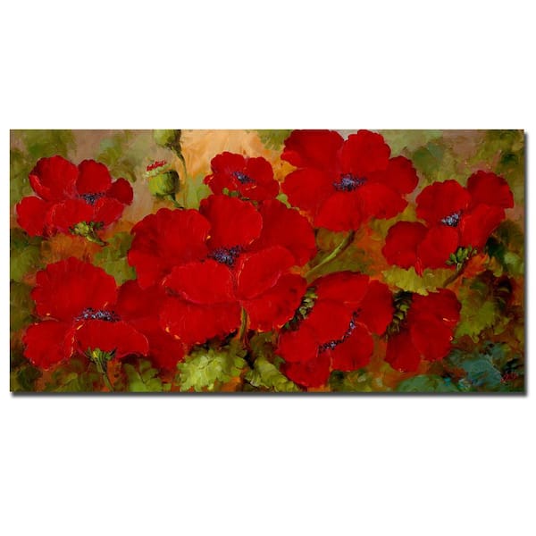 Trademark Fine Art 16 in. x 32 in. "Poppies" by Rio Printed Canvas Wall Art