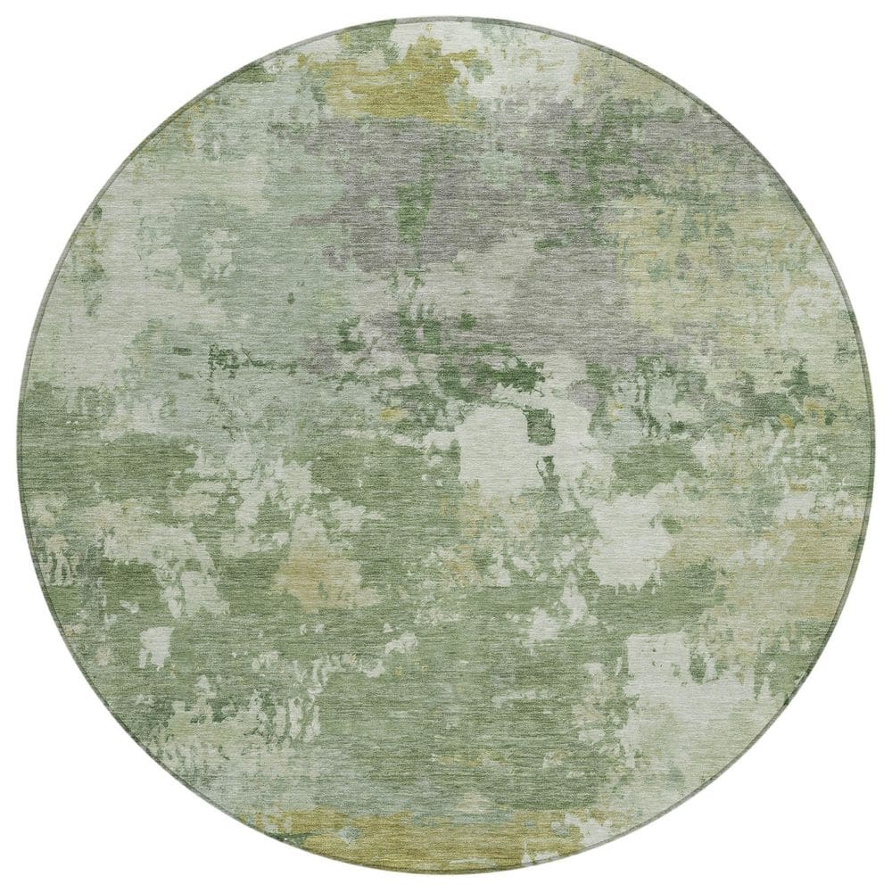 Chantille Machine Washable Indoor/Outdoor Abstract ACN2812 Aloe 8 ft. x 8 ft. Round Rug price history on PriceWatchPro