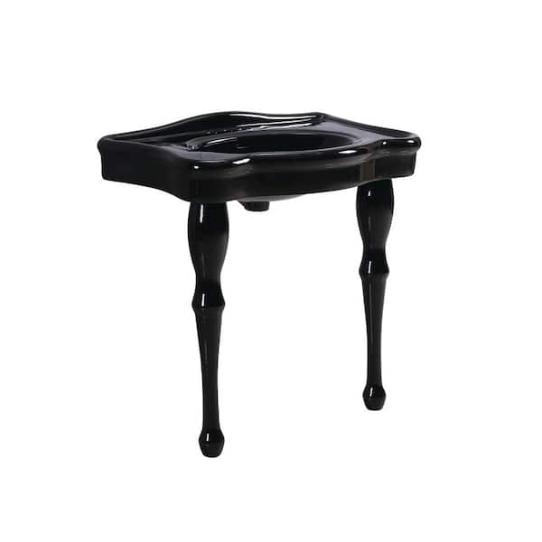 Kingston Brass Console Table and Pedestal Legs Combo with 4 in. Centers in Black