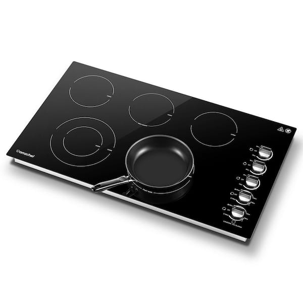 36 inch Induction Cooktop, thermomate Built-In Electric Stove Top, 240V Electric Smoothtop with 5 Boost Burner, 9 Heating Level, Timer, Kid Safety
