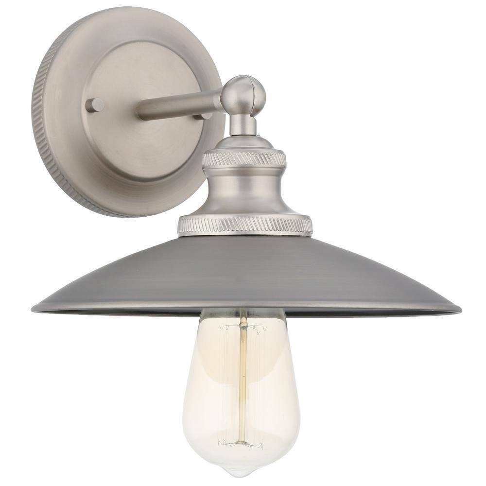Antique Nickel Adjustable Swivel Wall Sconce with Brass Accents