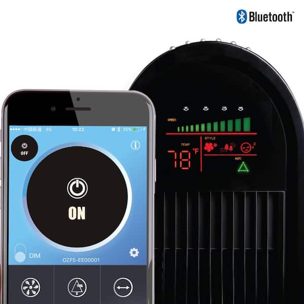 with Bluetooth and Micro-Blade Noise Reduction Technology OZF5-BT Ozeri 360 Oscillation Tower Fan 