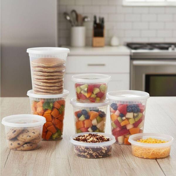 PERFECT SETTINGS Plastic Deli Containers and Lids Variety Pack (8