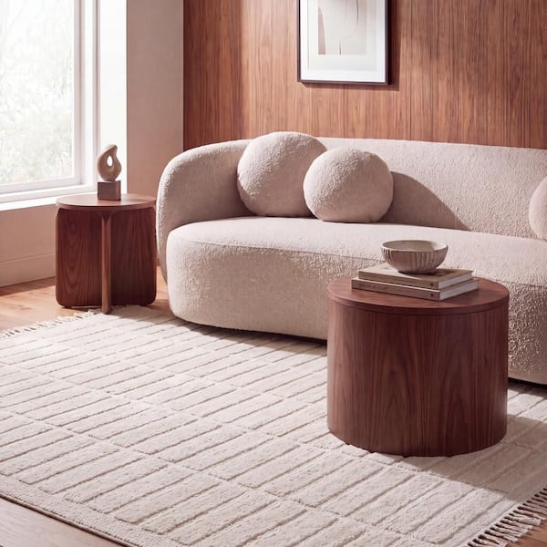 Zavira Solid Mid-Century Modern Area Ivory 6 ft. x 9 ft. Indoor Area Rug