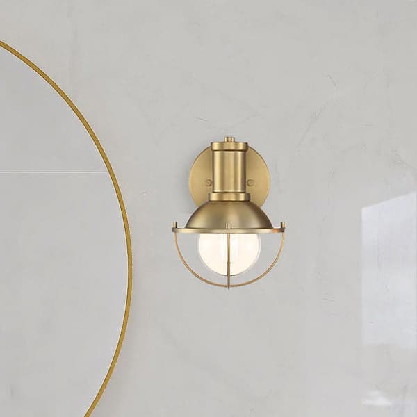 Designers Fountain Dalton 5.25 in. 1-Light Brushed Gold Industrial Wall Sconce with Open Cage Design