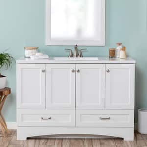 Lancaster 48 in. W x 19 in. D x 33 in. H Single Sink Freestanding Bath Vanity in White with White Cultured Marble Top
